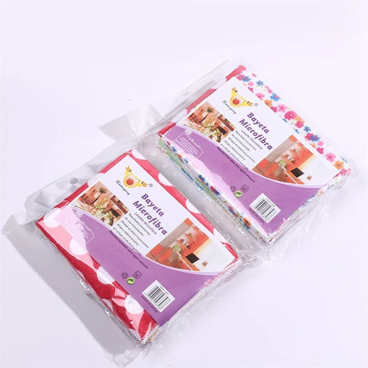 Printed Microfiber Rag 5 Opp Bags Of Absorbent Dishwashing Towel Non-oil Cleaning Towel